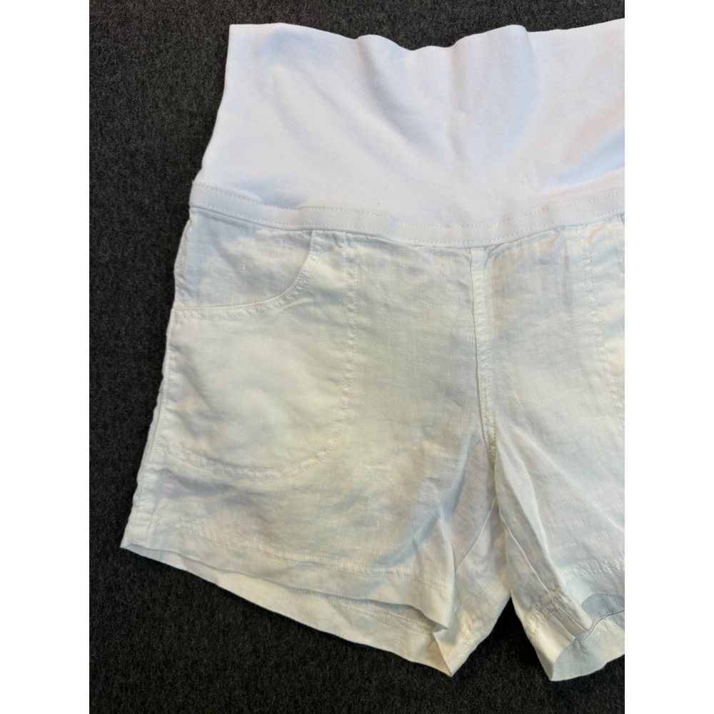 ATHLETA Lima 100% Linen Shortie Foldover Knit Waistband White Shorts Size 10 - Picture 5 of 16